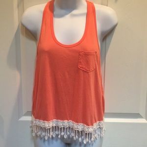 Orange with lace detail tank
